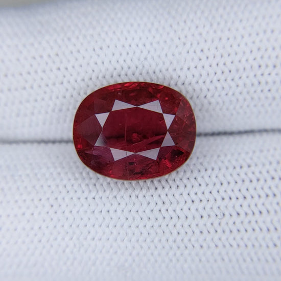 7.09 Carats Oval Cut Heat Red Ruby Loose Gemstone AGL Video 1