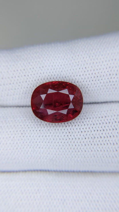 7.09 Carats Oval Cut Heat Red Ruby Loose Gemstone AGL Video 1