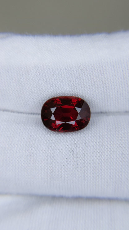 4.52 Carats Oval Cut No Heat Pigeon Blood Red Ruby Loose Gemstone GRS Video 1 close up