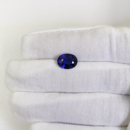 4.03 Carat Oval Cut Heat Vivid Blue Sapphire Loose Gemstone Video 1