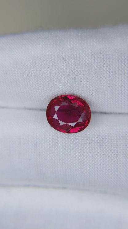 3.14 Carats Oval Cut No Heat Red Ruby Loose Gemstone GRS Video 2