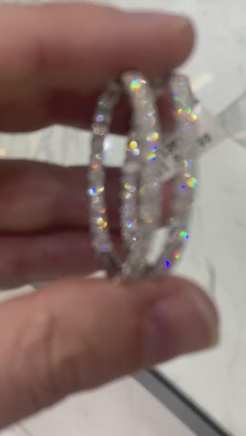 Anne 4 Carat Round Brilliant Diamond 37 mm Hoop Earrings  Video