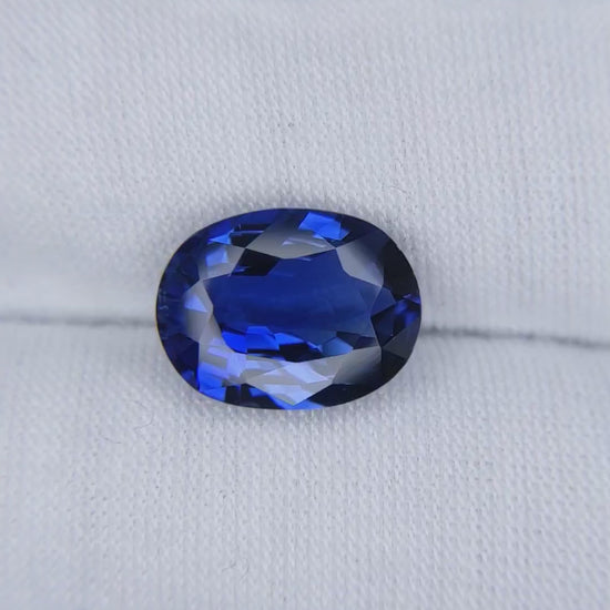 5.87 Carat Oval Cut Heat Medium Blue Sapphire Loose Gemstone GRS Video 1