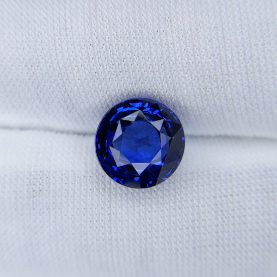 4.32 Carat Round Cut Heat Blue Sapphire Loose Gemstone GRS Video 2