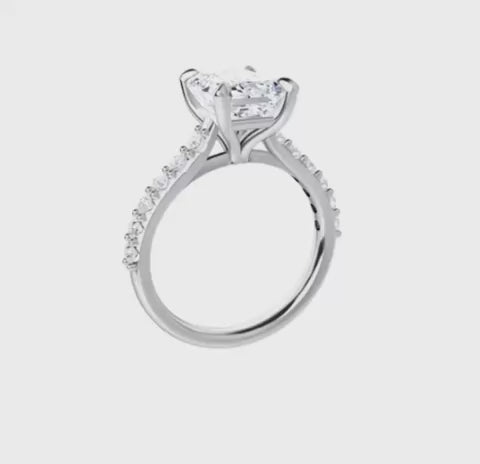 Lake Emerald Cut Lab Grown Diamond Ring in 14k White Gold/Platinum Video