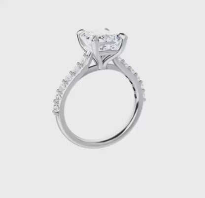 Lake Emerald Cut Lab Grown Diamond Ring in 14k White Gold/Platinum Video