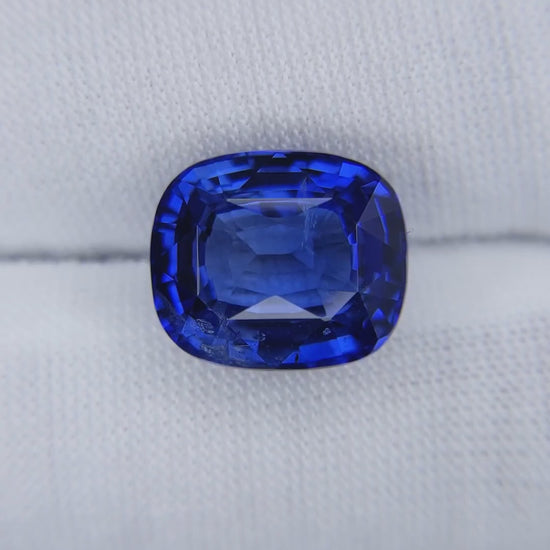 8.58 Carat Cushion Cut Heat Medium Blue Sapphire Loose Gemstone GGTL Video 1