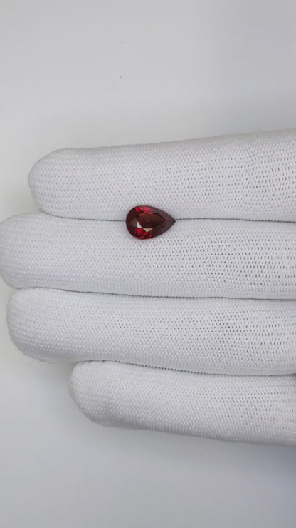 3.09 Carats Pear Cut Heat Pigeon Blood Red Ruby Loose Gemstone TIGL Video 3