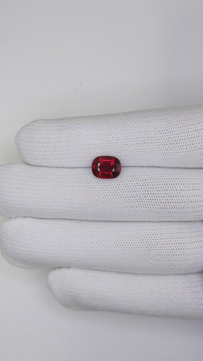3.02 Carats Cushion Cut Heat Pigeon Blood Red Ruby Loose Gemstone Far video