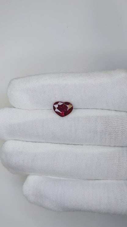 2.51 Carats Heart Cut No Heat Pigeon Blood Red Ruby Loose Gemstone GRS Video 3