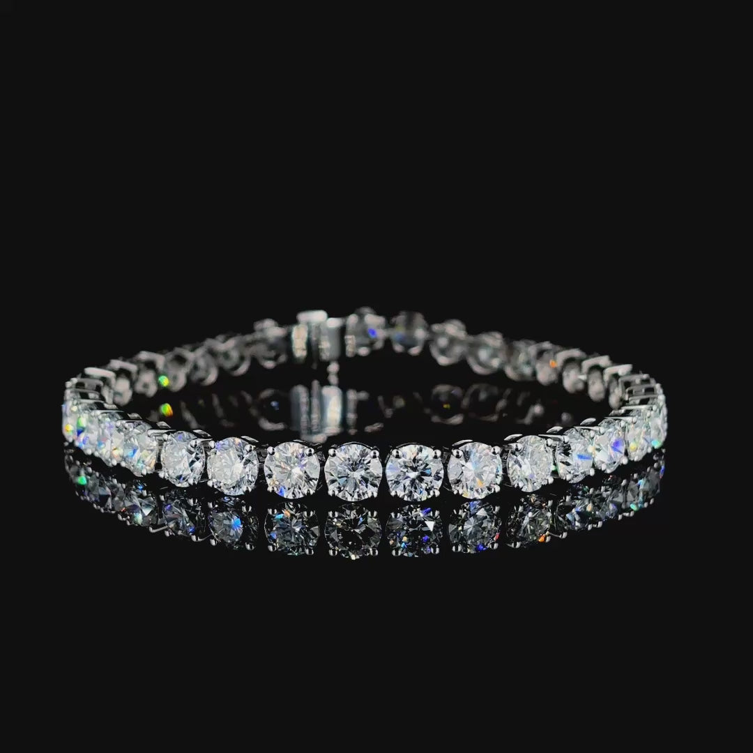 Latacha 18 Carat Round Cut Lab Grown Diamond Tennis Bracelet in 14k White Gold Video