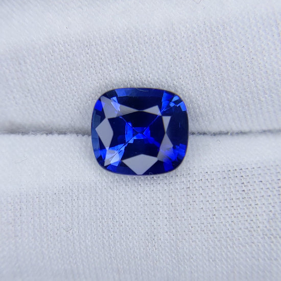 3.96 Carat Cushion Cut Heat Vivid Blue Sapphire Loose Gemstone Video 1