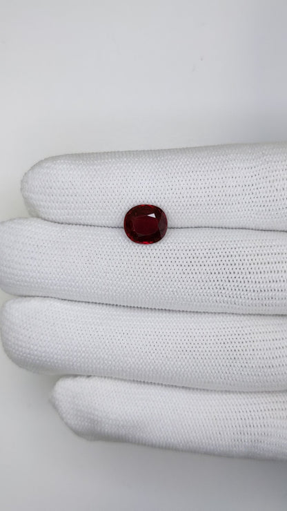 3.12 Carats Cushion Cut Heat Pigeon Blood Red Ruby Loose Gemstone GRS Video 3