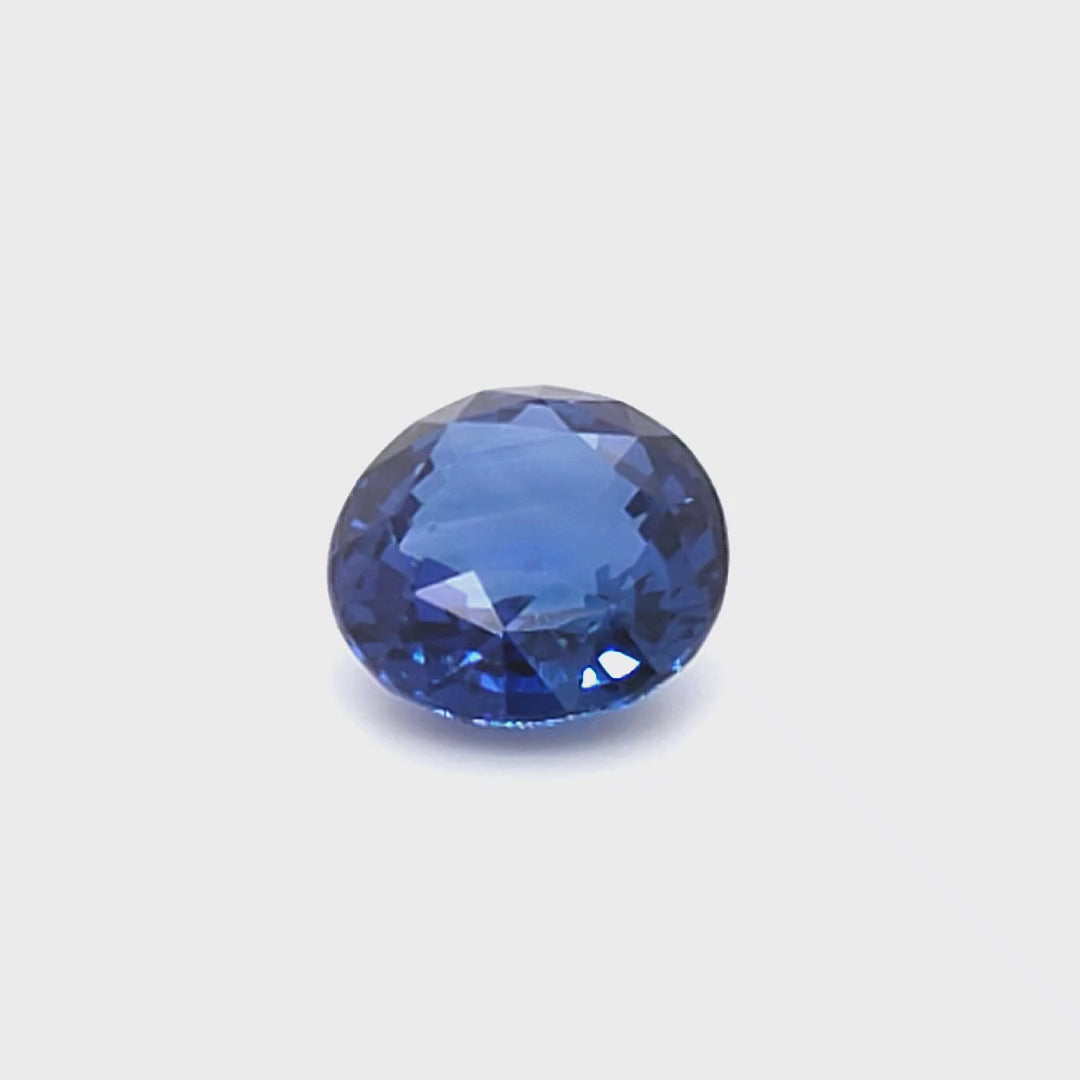 4.32 Carat Round Cut Heat Blue Sapphire Loose Gemstone GRS Video 1