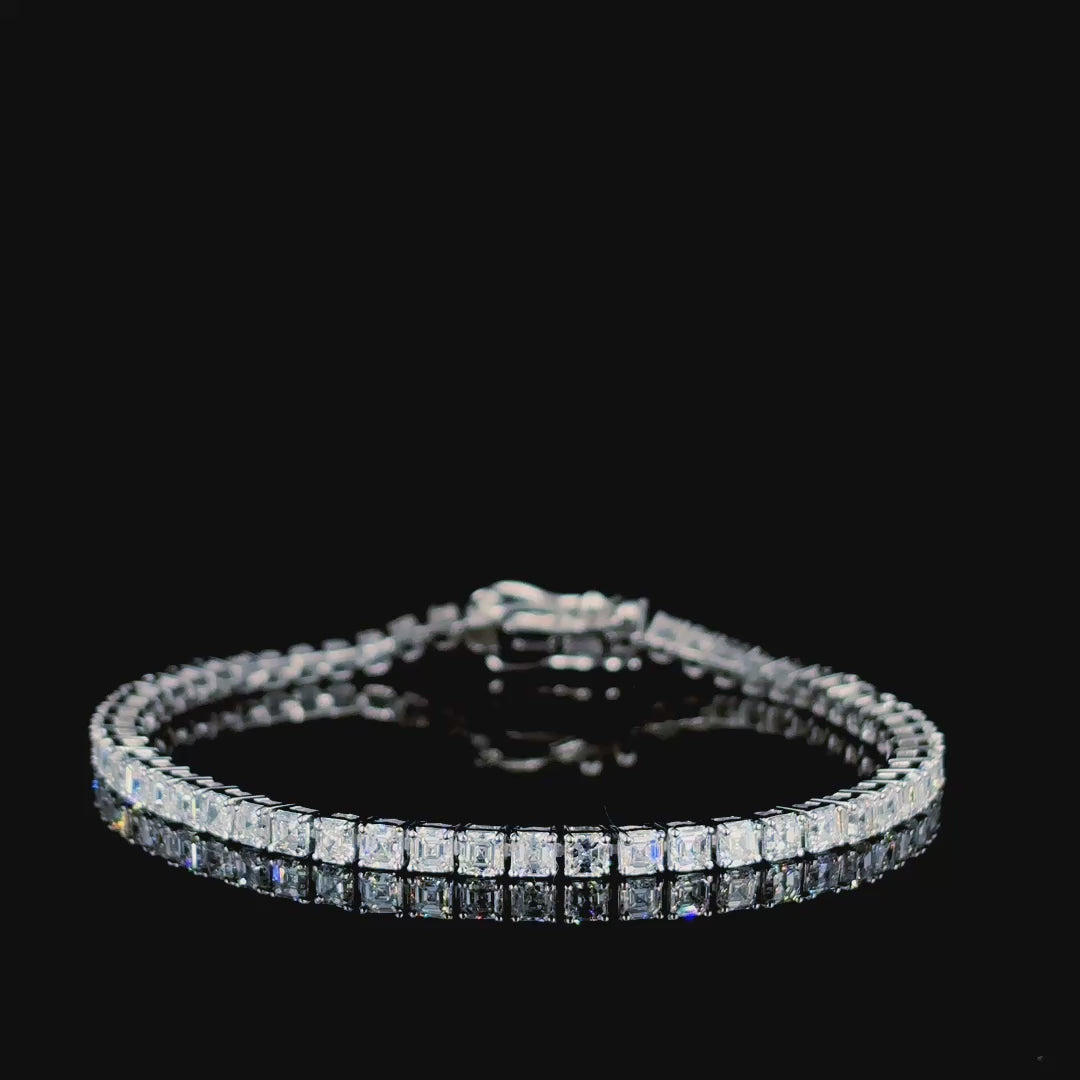 Liset 5 Carat Asscher Cut Lab Grown Diamond Tennis Bracelet Video