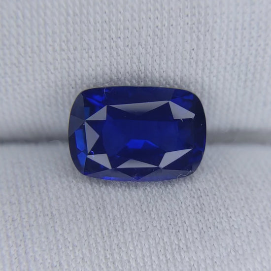 4.54 Carat Cushion Cut Heat Royal Blue Sapphire Loose Gemstone Video 1