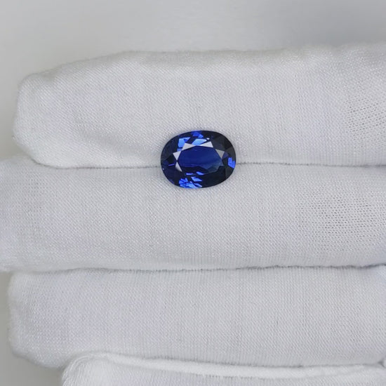5.87 Carat Oval Cut Heat Medium Blue Sapphire Loose Gemstone GRS Video 2