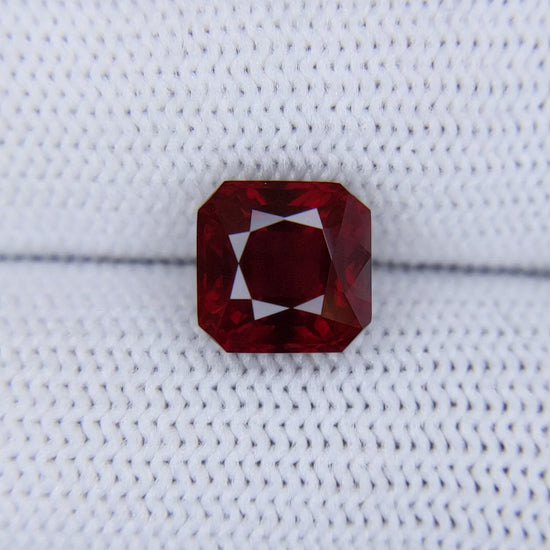 3.02 Carats Emerald Cut Heat Pigeon Blood Red Ruby Loose Gemstone close

