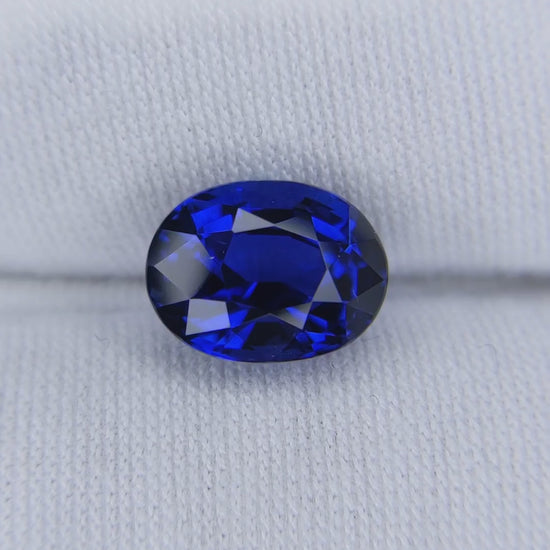 5.09 Carat Oval Cut Heat Royal Blue Sapphire Loose Gemstone GRS Video 2