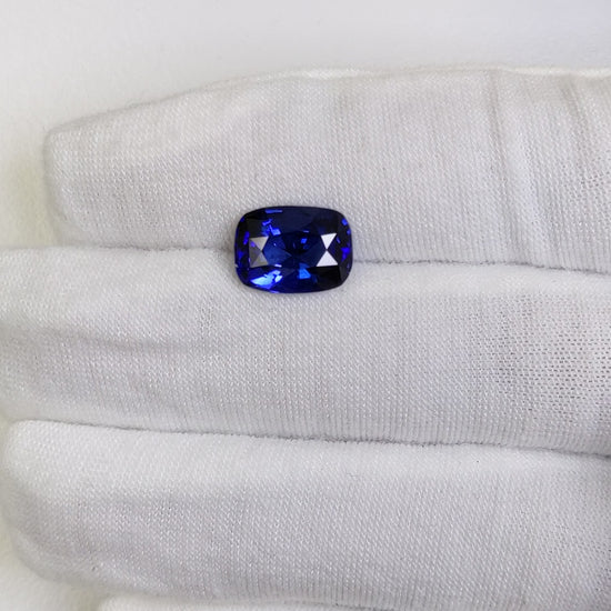 5.03 Carat Cushion Cut Heat Medium Blue Sapphire Loose Gemstone Video 2