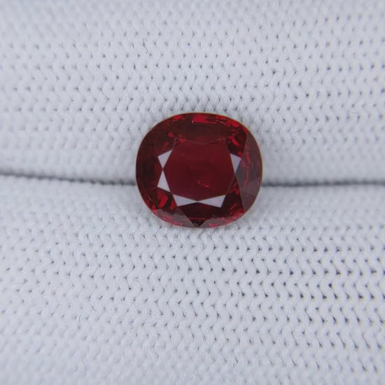 3.12 Carats Cushion Cut Heat Pigeon Blood Red Ruby Loose Gemstone GRS Video 2