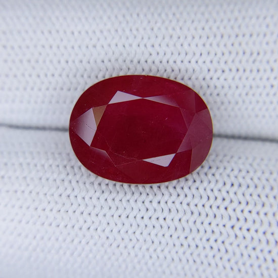 9.60 Carats Oval Cut Heat Pinkish Red Ruby Loose Gemstone TGL Video 1