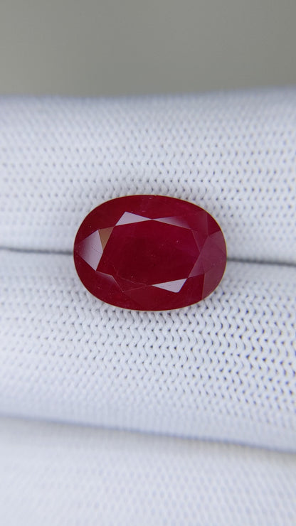 9.60 Carats Oval Cut Heat Pinkish Red Ruby Loose Gemstone TGL Video 1