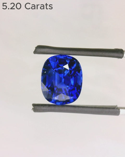 5.20 Carat CD Cushion Mixed Cut Vivid / Royal Blue Ceylon Sapphire