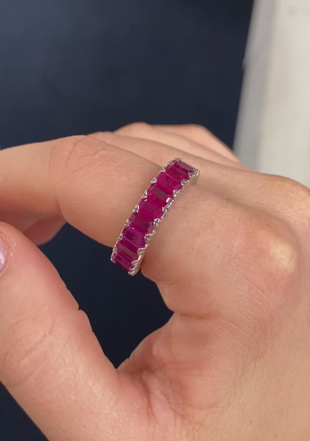 Khloe 6.82-Carat Emerald Cut Ruby Eternity Band – Nekta New York