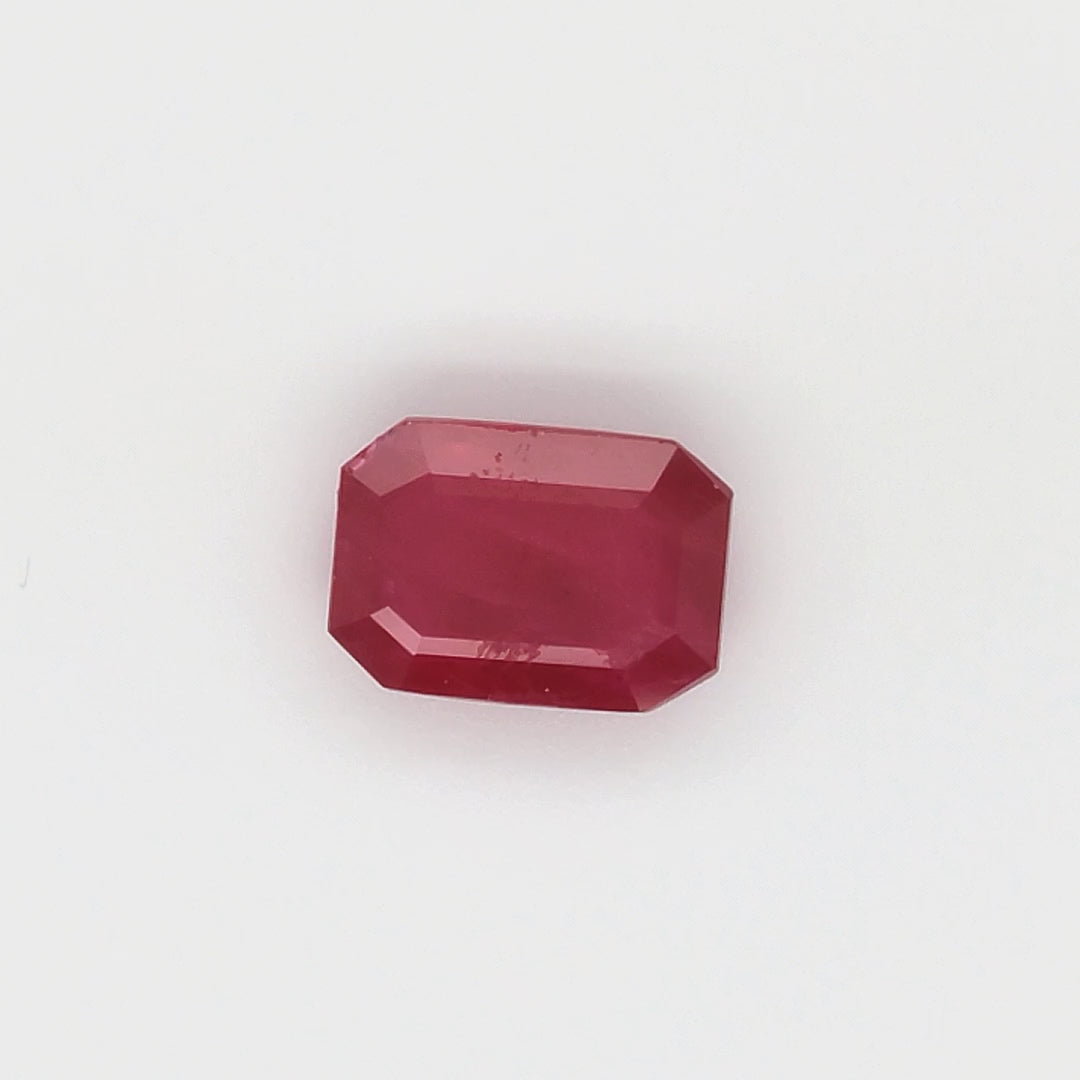 5.50 Carats Emerald Cut Heat Pigeon Blood Red Ruby Loose Gemstone Video 1