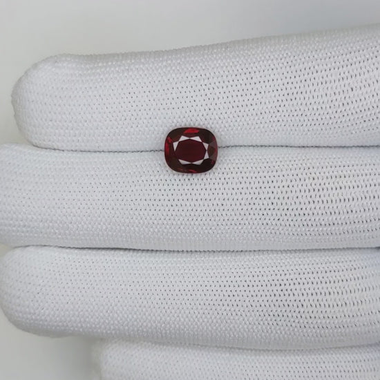 3 Carats Cushion Cut Heat Pigeon Blood Red Ruby Loose Gemstone Bellerophon Video 2