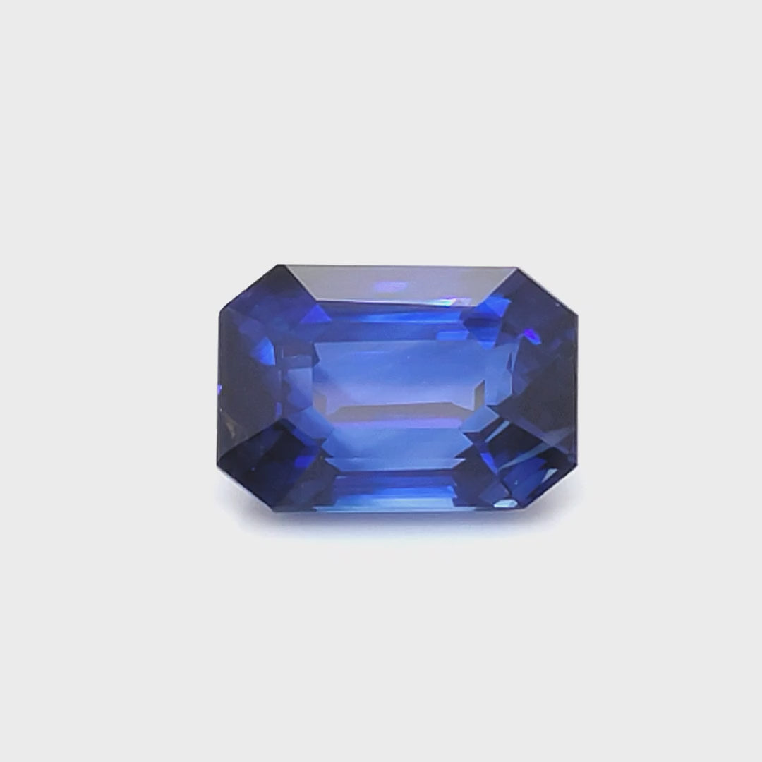 10.94 Carat Emerald Cut Heat Royal Blue Sapphire Loose Gemstone GIA Certified Video 1