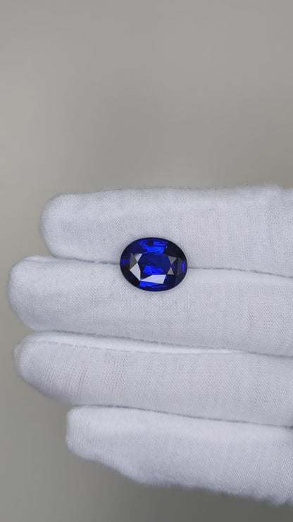 10.10 Carat Oval Cut Heat Royal Blue Sapphire Loose Gemstone Far view video