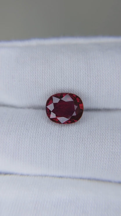 3.11 Carats Oval Cut No Heat Pigeon Blood Red Ruby Loose Gemstone GRS Video 2