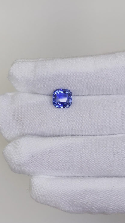 3.26 Carat Cushion Cut No Heat Medium Blue Sapphire Loose Gemstone GIA Certified Video 2