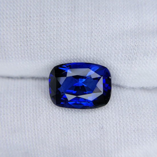 5.03 Carat Cushion Cut Heat Medium Blue Sapphire Loose Gemstone Video 1