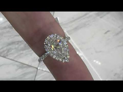 Malaya 3 Carat G Internally Flawless Pear Shape Diamond Engagement Ring in Platinum By Mike Nekta. GIA Certified