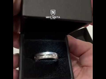 PERTO Men's Eternity Black Diamond Wedding Ring 6mm Comfort Fit Band Round Cut Channel Set Platinum Color VS1 Clarity By Mike Nekta NYC