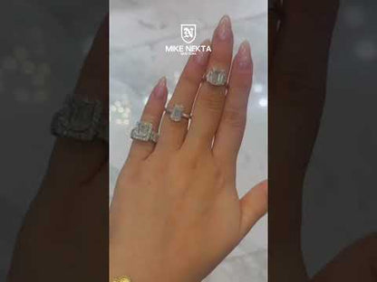 Mylah 7 Carat E IF Emerald Cut Diamond Engagement Ring in 18k White Gold. GIA Certified