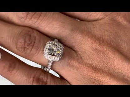Princess cut Halo Lab grown diamond ring