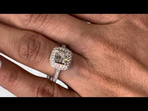 Princess cut Halo Lab grown diamond ring