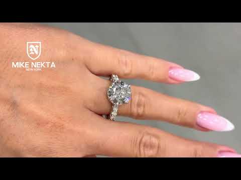 Lyrienne 7.02 Carat Round Brilliant Cut Lab Grown Diamond Ring in 18k White Gold Youtube Video