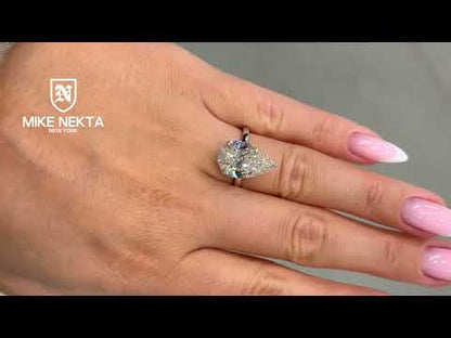 Lunorie 6.19 Carat Pear Shape Lab Grown Diamond Ring in 18k White Gold