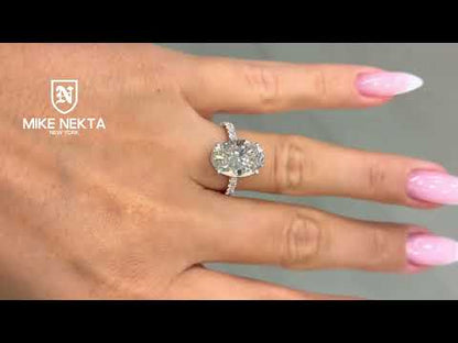 Lunith 5.75 Carat Oval Cut Lab Grown Diamond Ring in 18k White Gold Youtube Video