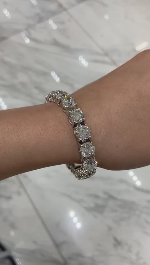 Lawrie 46 Carat Round Brilliant Lab Grown Diamond Tennis Bracelet in 14k White Gold Video