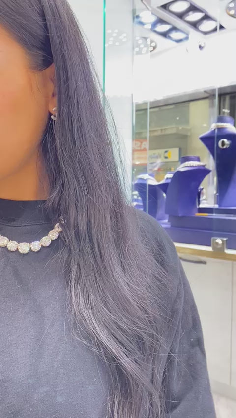 Lotty 85 Carats Round Brilliant Lab-Grown Diamond Riviera Necklace in 14k White Gold Video
