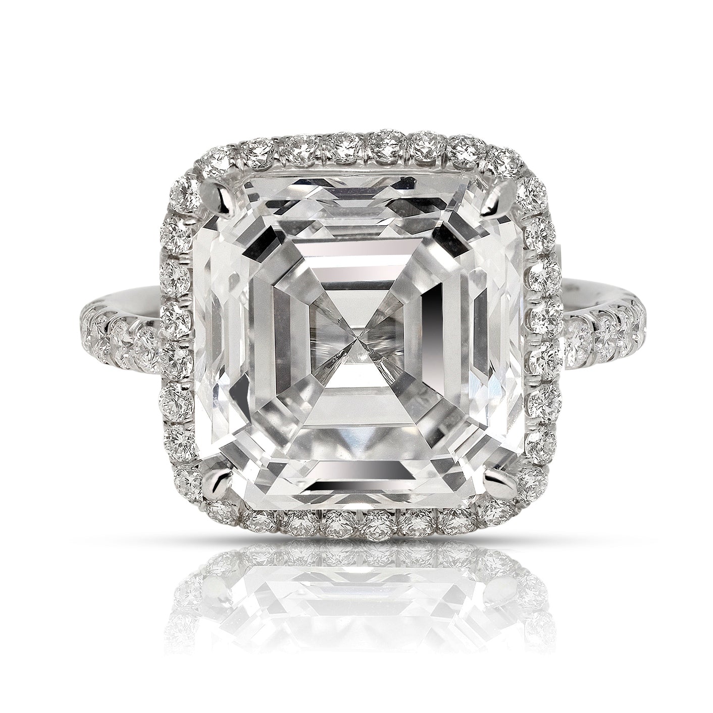 Asscher cut diamond with halo Clearance