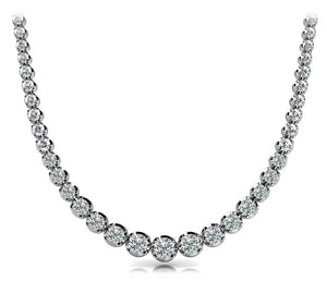 Diamond Rivera Graduated Necklace Round Shape 10 Carat Necklace in 14K Gold Front View