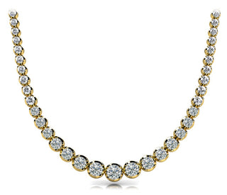 Diamond Rivera Graduated Necklace Round Shaped 10 carat in 18K Yellow Gold Front View
