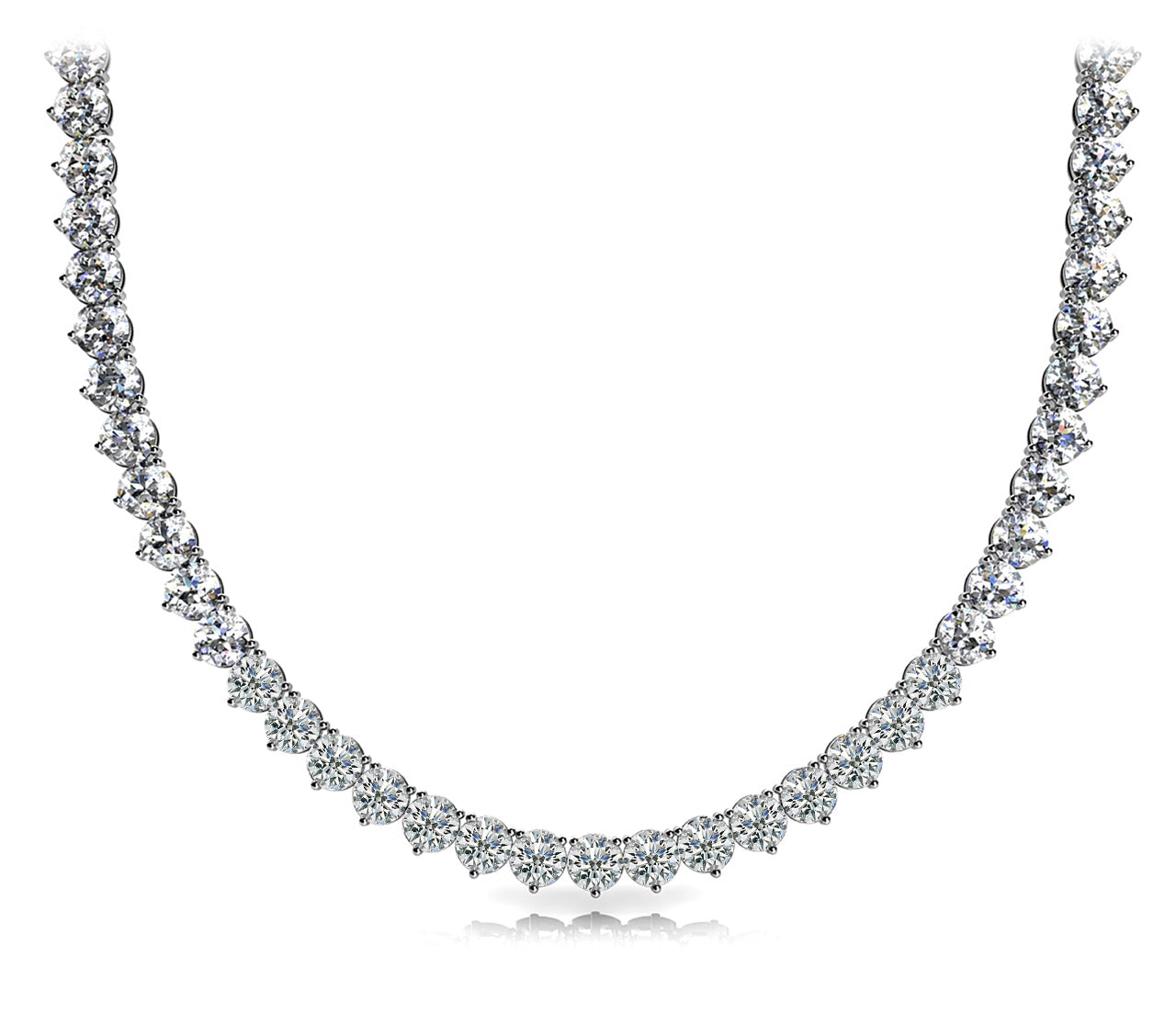 Diamond Rivera Necklace Round Shaped 10 Carat Necklace in 14K to 18K White Gold Front View